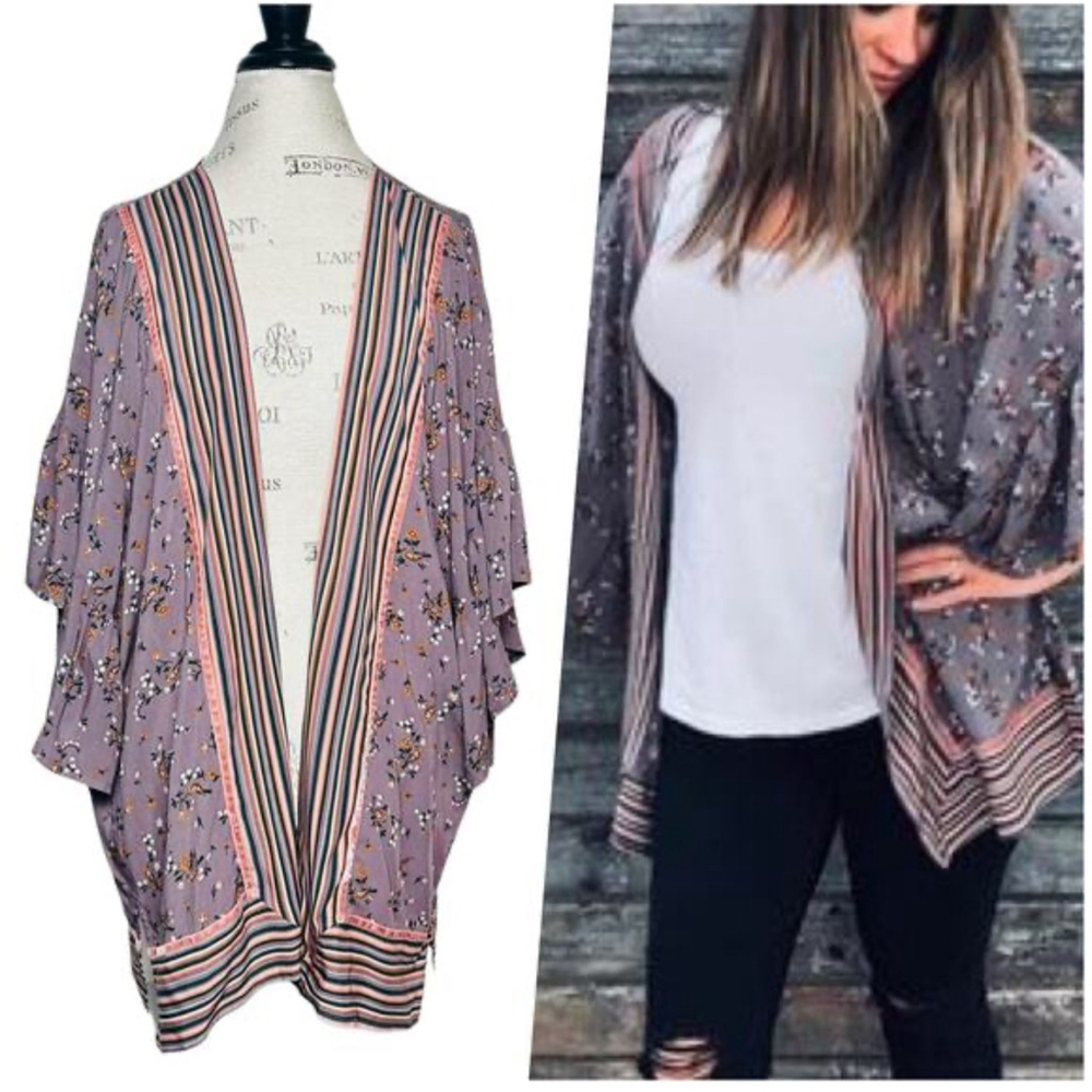Matilda Jane Women's Purple Floral Kimono XS